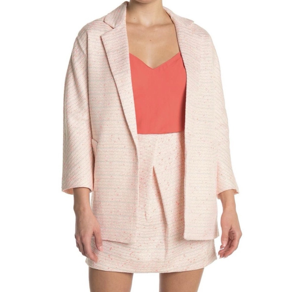 FRNCH Tweed Topper Blazer Size Large Orange‎ Office Business Spring Retail $144